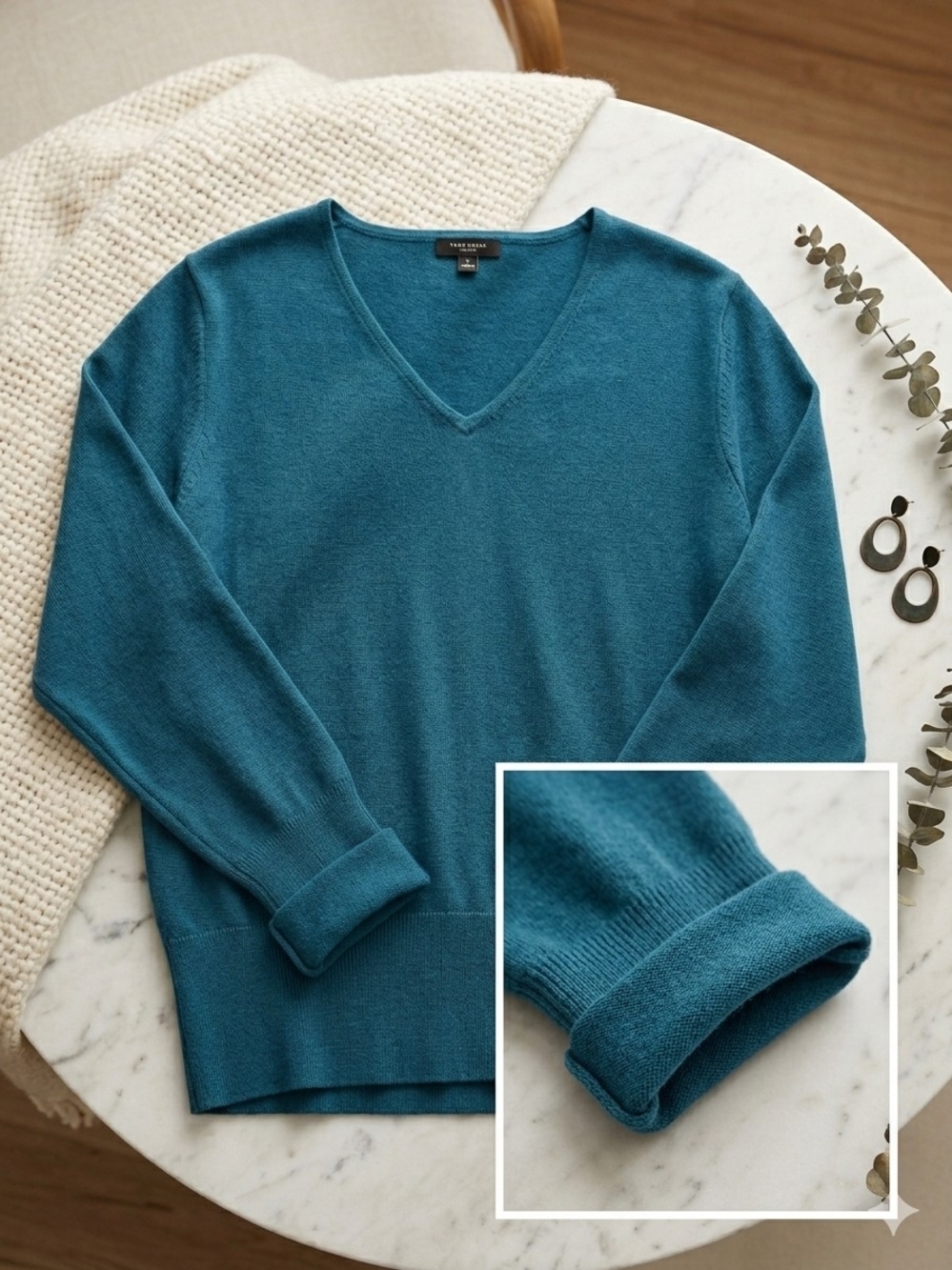 Ann Taylor Teal V-Neck Sweater